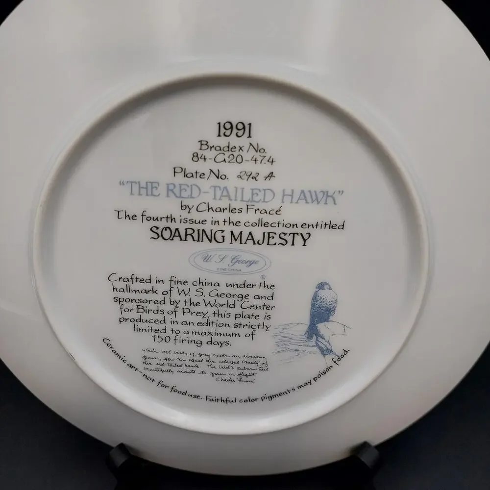 1991 Charles Frace Red-Tailed Hawk Plate Soaring Majesty WS George Birds of Prey